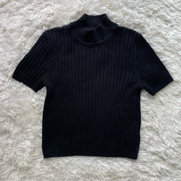 J. Crew Sweaters - J. Crew Black Short-Sleeve Ribbed Turtleneck Sweater